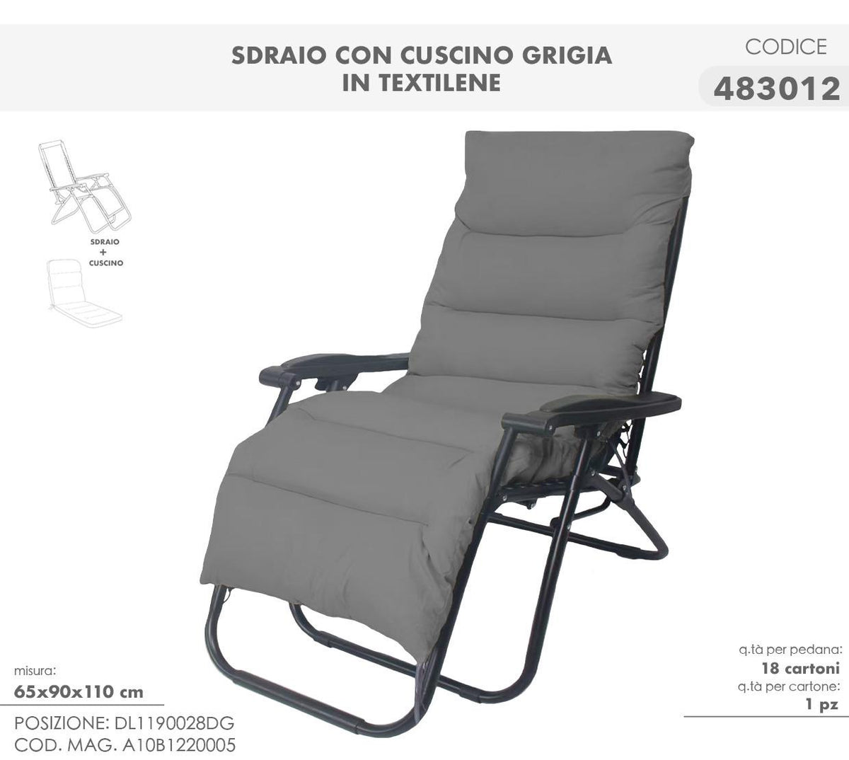Sedia cordonata con cuscino